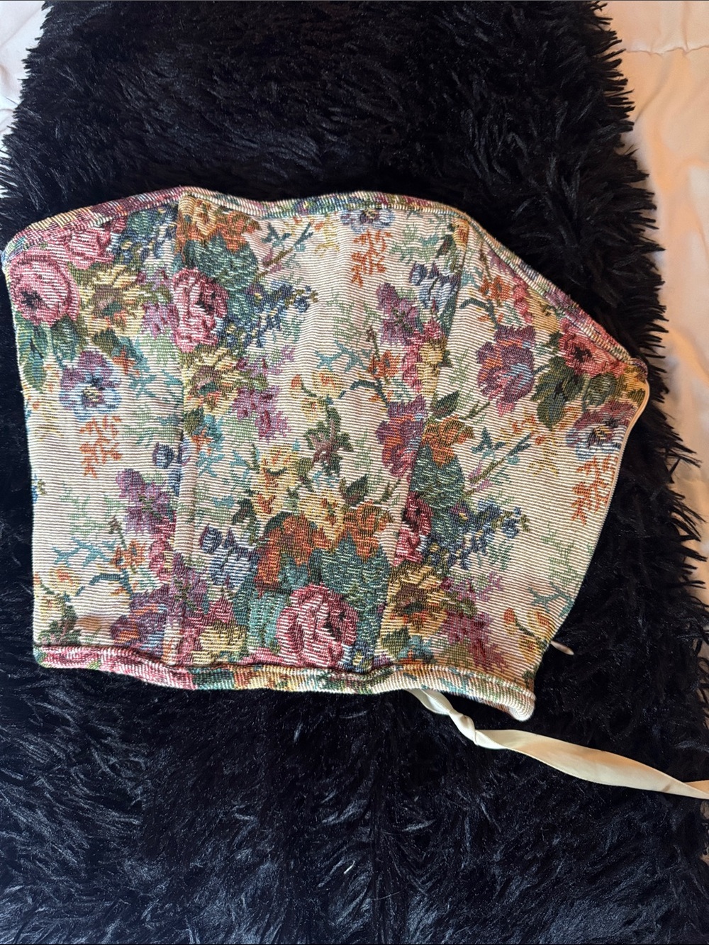 Floral Jacquard Corset Tube Top - Multicolor